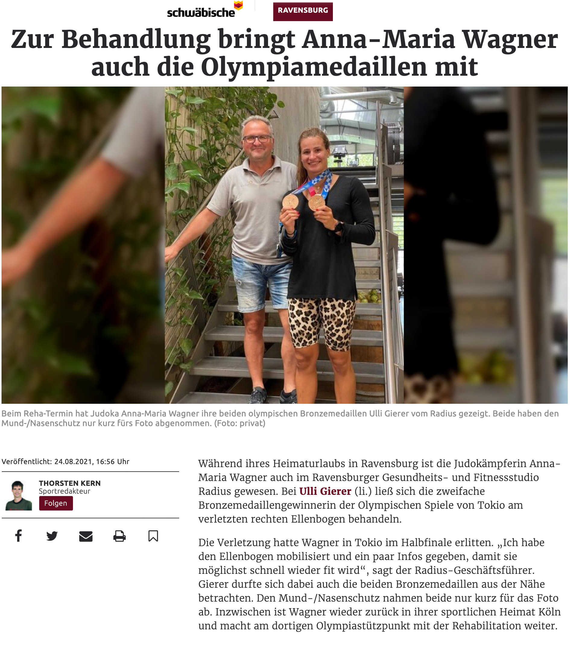 Zur Behandlung bringt Anna-Maria Wagner auch die Olympiamedaillen mit